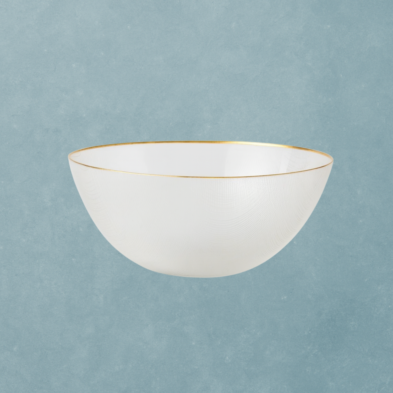 Clear Glass Bowl with Gold Rim 10"