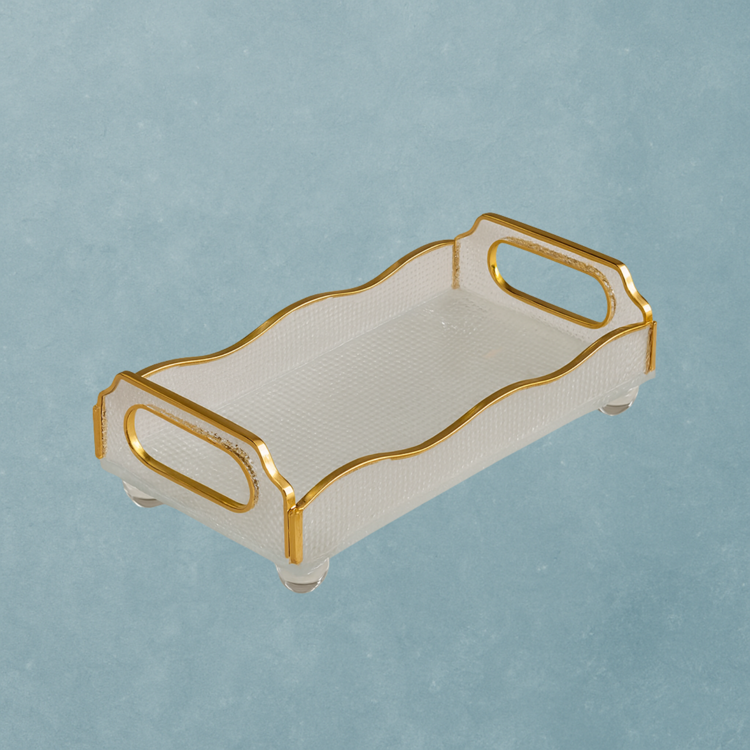 Invigo Living Glass Tray with Gold Rim
