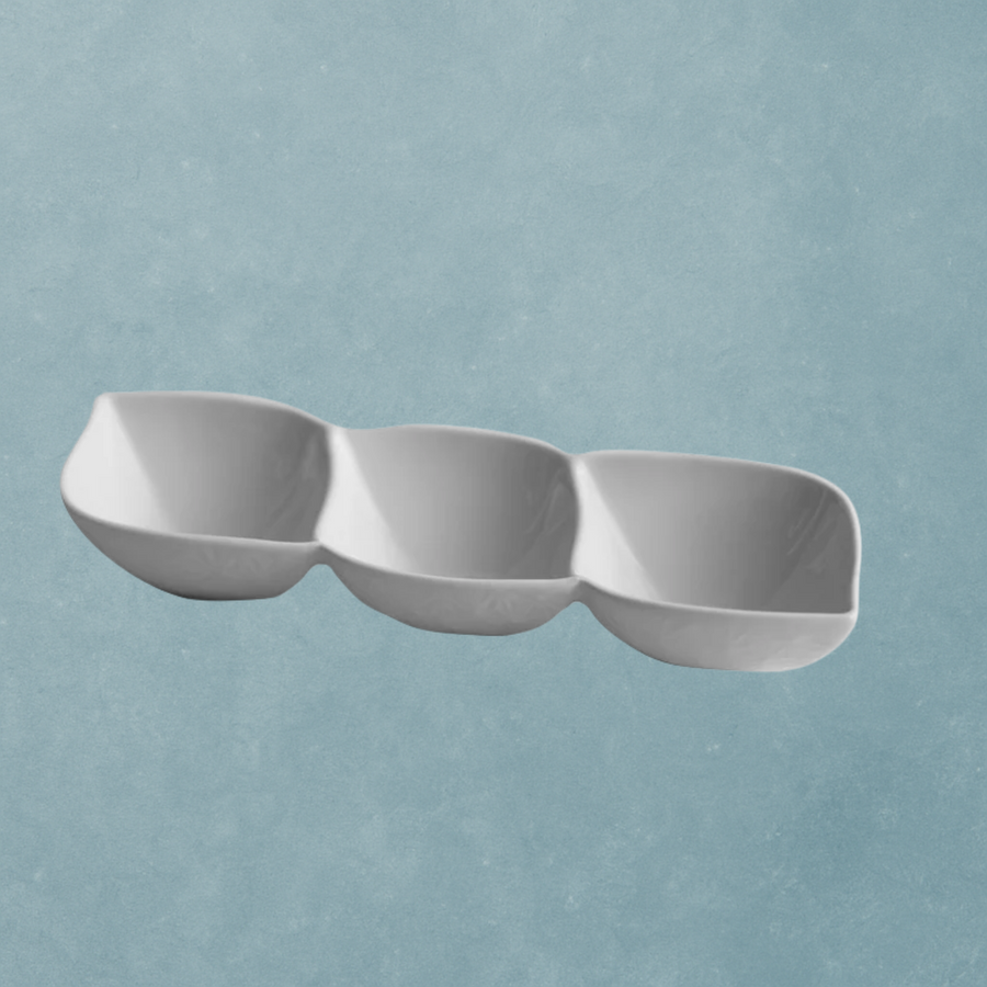 White 3 Section Ceramic Dish - The Closeout Connection