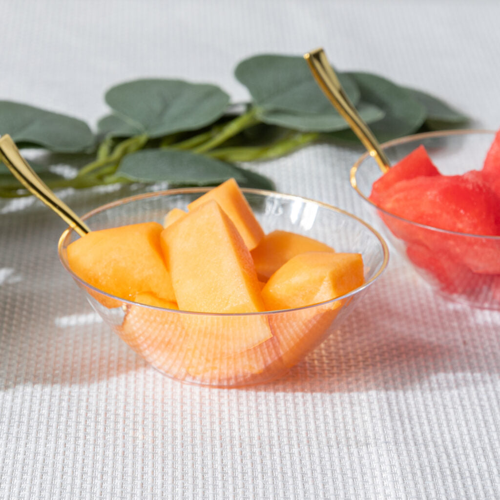 Clear Gold Rim Organic Collection 6oz Dessert Bowls - The Closeout Connection