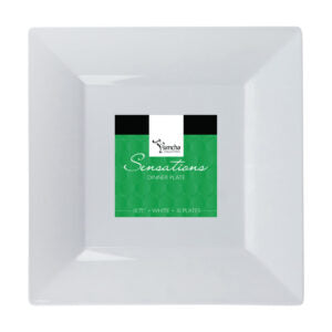 Square White/Clear Heavy Duty Plastic Plates - 10ct
