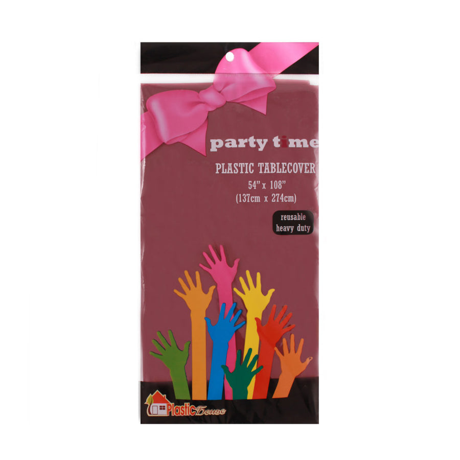 Plastic Table Cover in Maroon by Party Time - The Closeout Connection