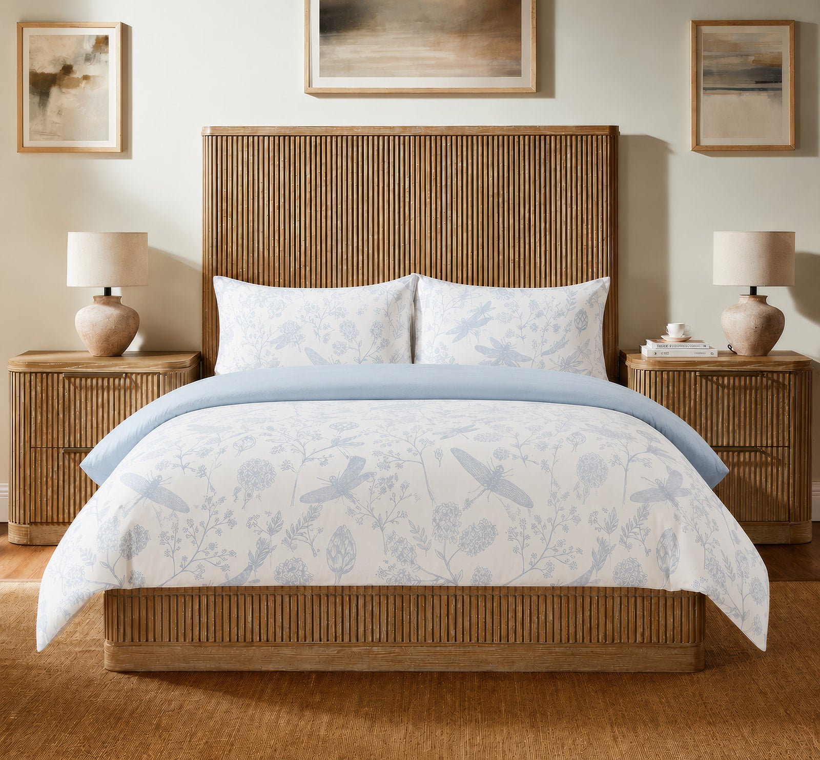Luxe Dragonfly Garden Blue Bedding Set - 6 Piece