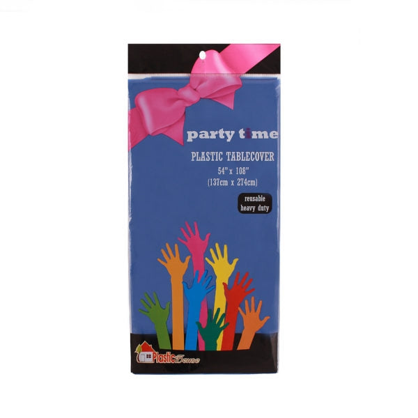 Plastic Table Cover in Blue by Party Time - The Closeout Connection