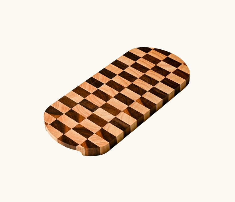 13 Inches - Wooden Checkered Oval Board