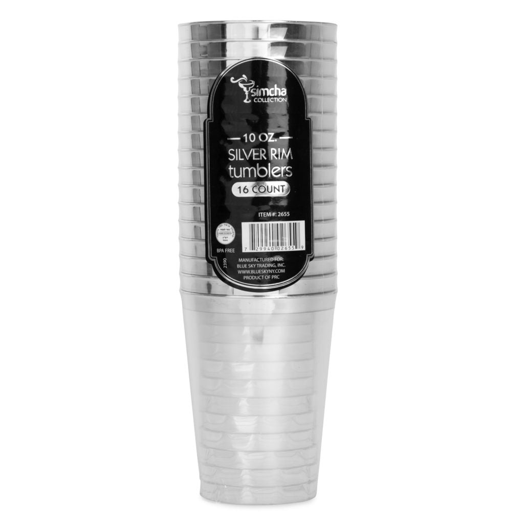 10oz Silver Rim Plastic Tumblers - The Closeout Connection