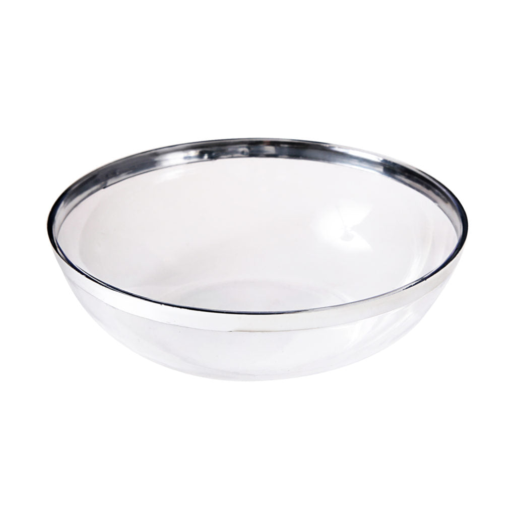 Round Clear Serving Bowl With Silver Rim - The Closeout Connection