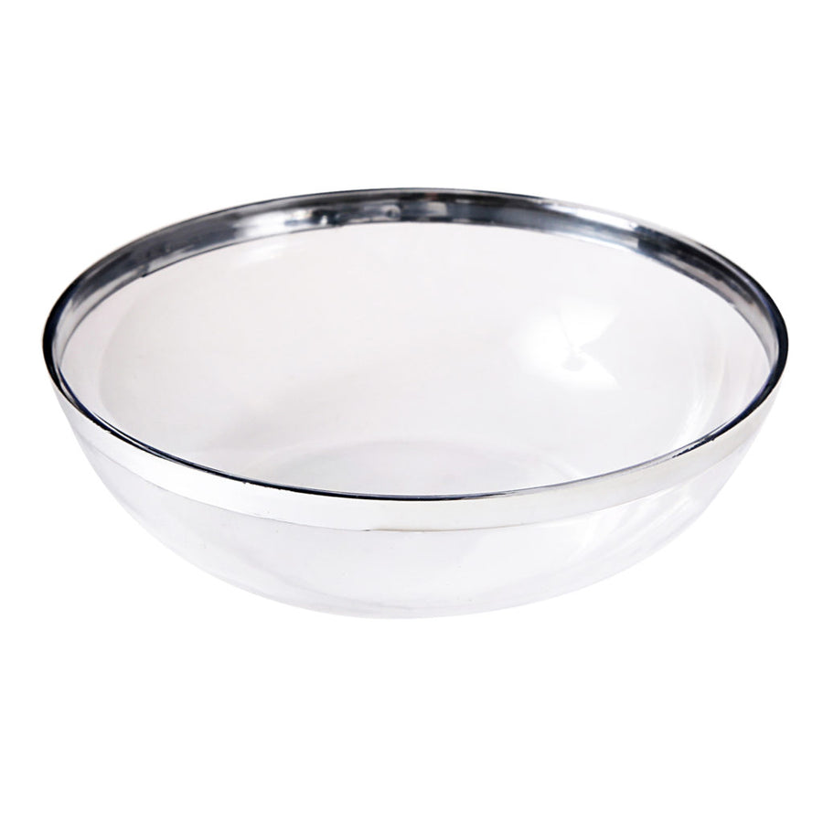Round Clear Serving Bowl With Silver Rim - The Closeout Connection