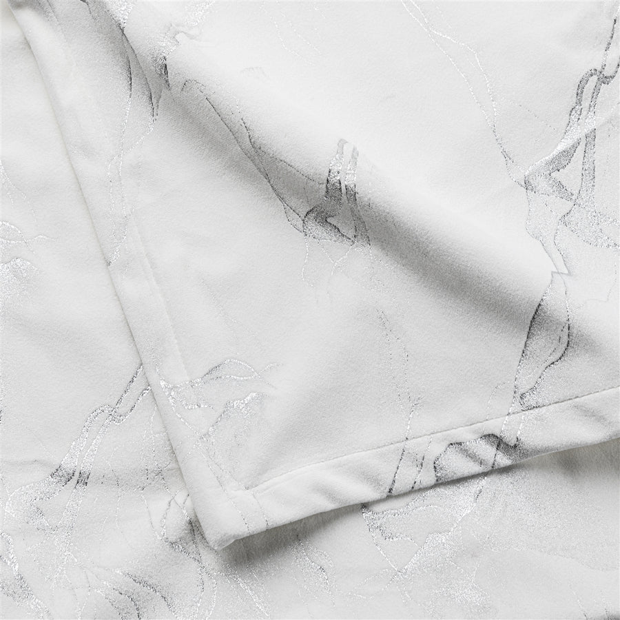 Palermo White with Silver Velvet Tablecloth - The Closeout Connection
