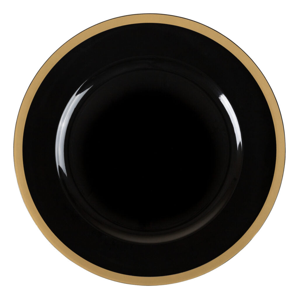 Black with Gold Rim 13" Chargers - The Closeout Connection
