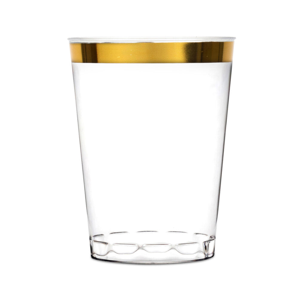 Gold Rim Plastic Tumblers 10 oz - 16 Count