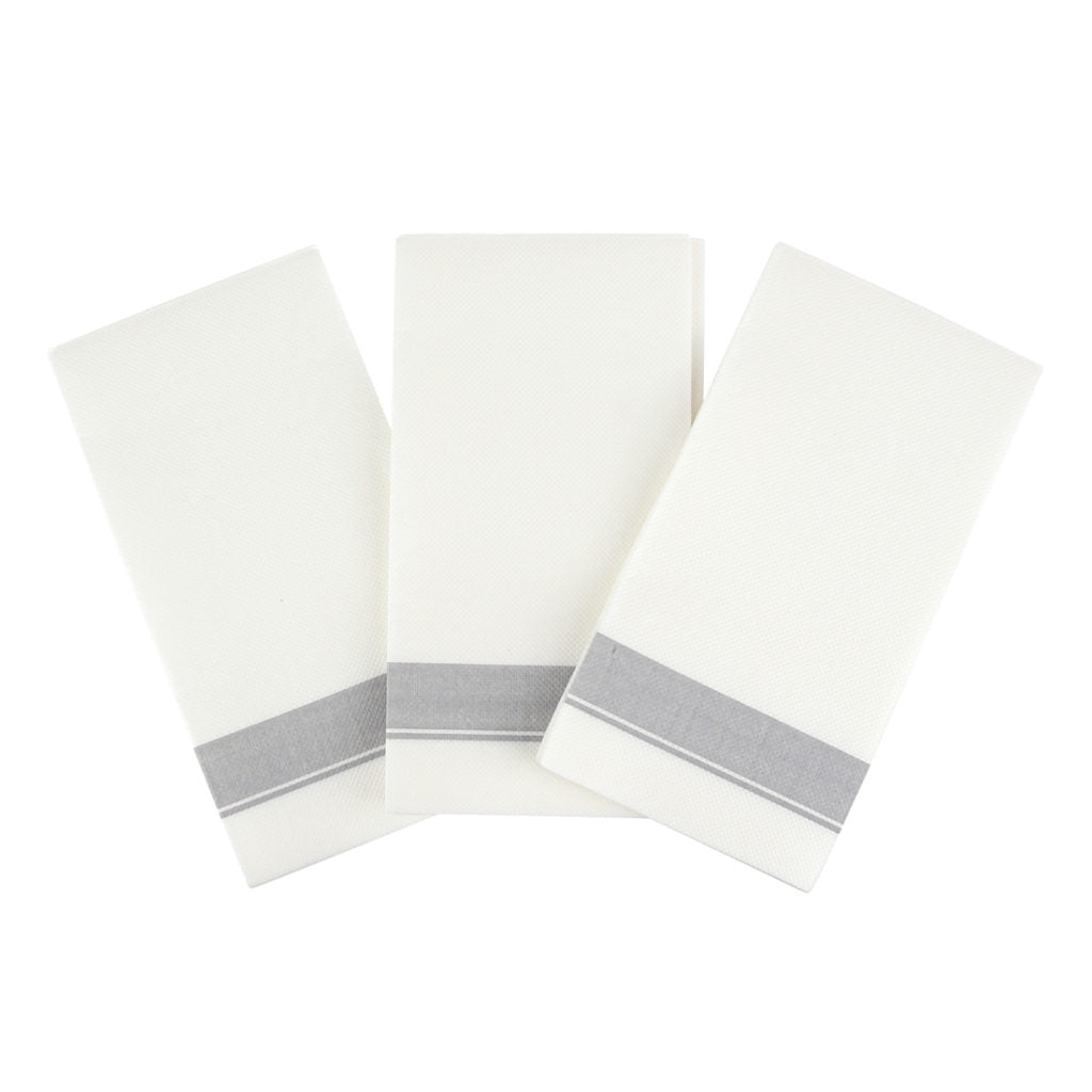 Cloth-Like Guest Towel Napkins with Silver Border - packaging