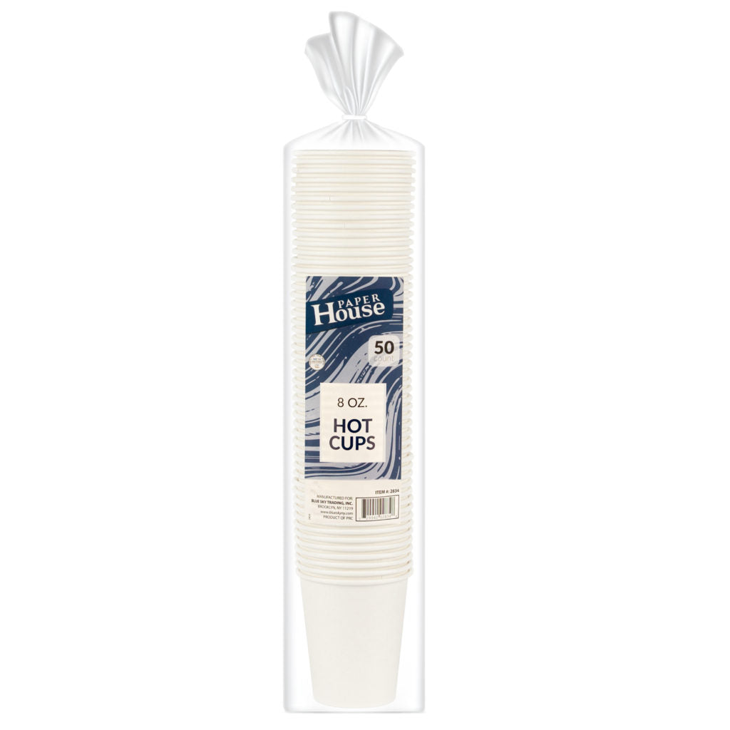 White Paper Hot Cups 8 oz - 50 Count - The Closeout Connection