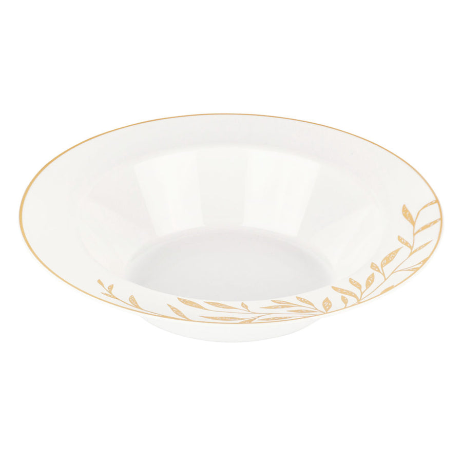 Foliage Collection Plates Combo 7 in & 10 in White/Gold - 32 Count - The Closeout Connection