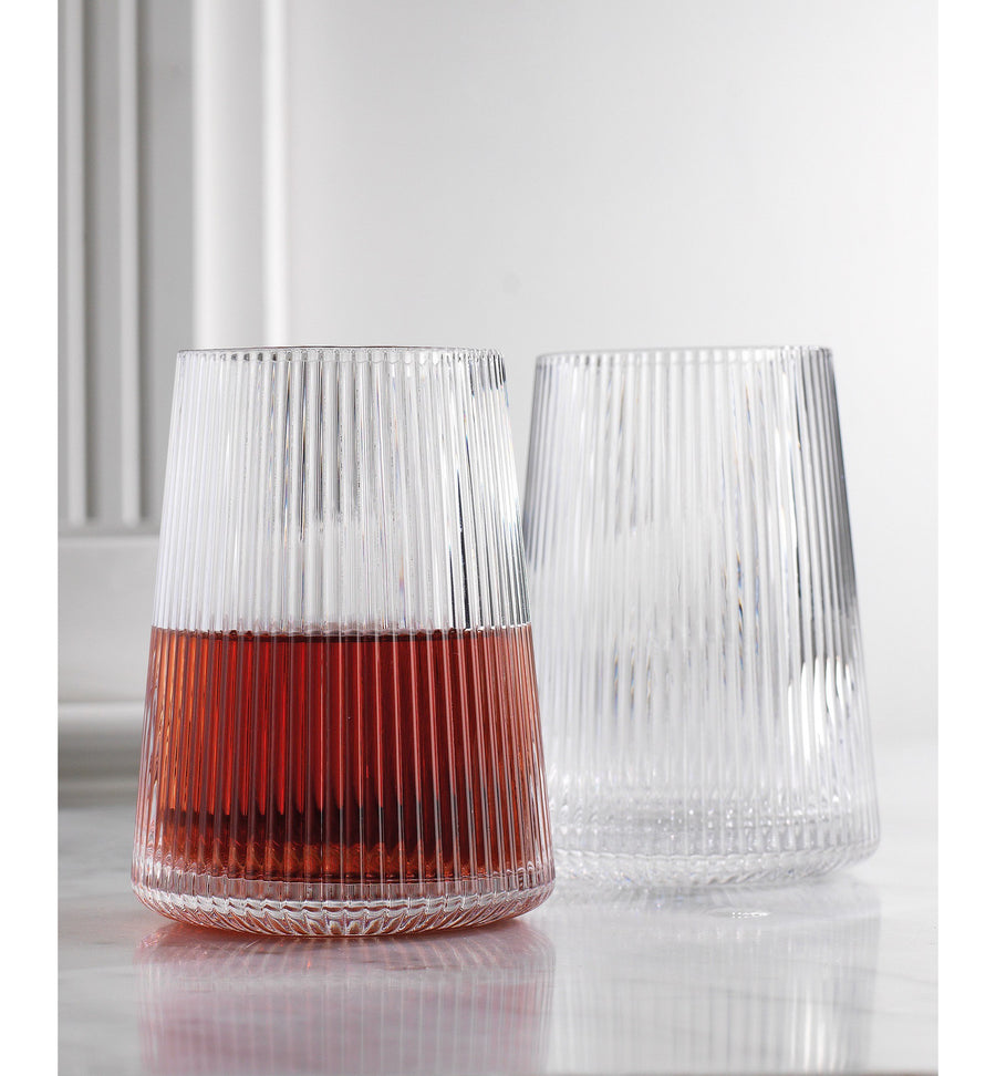 Sullivan Street Fluted Stemless Wine Glass lifestyle view