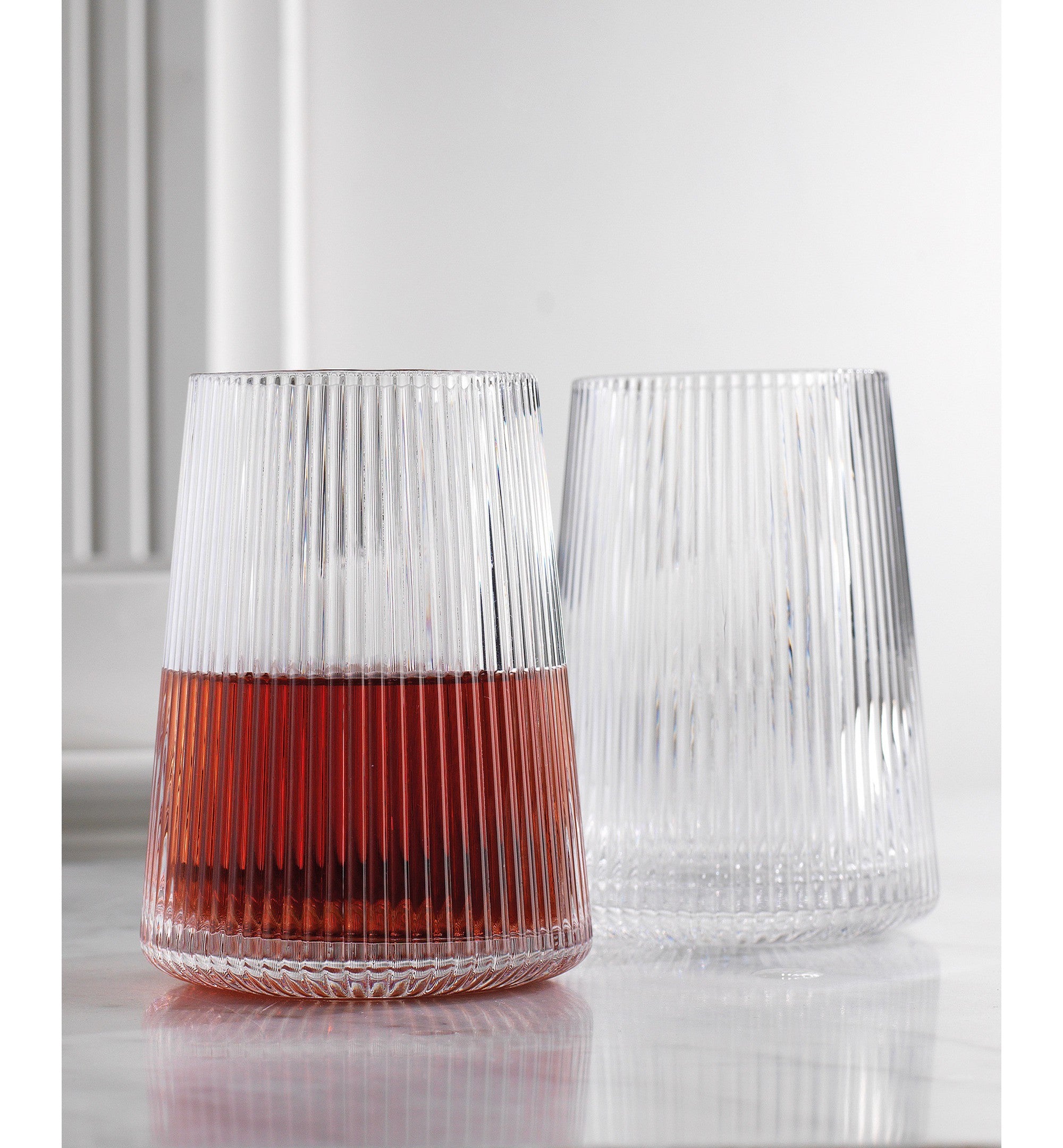 Sullivan Street Fluted Stemless Wine Glass lifestyle view