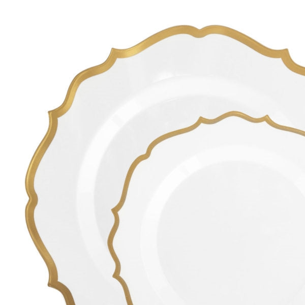 Gold & White Plates - 10 Count