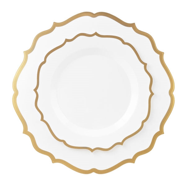 Gold & White Plates - 10 Count