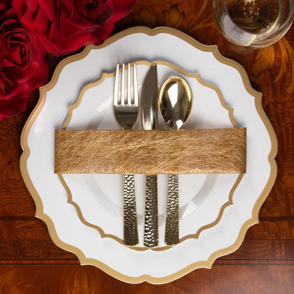 Gold & White Plates - 10 Count