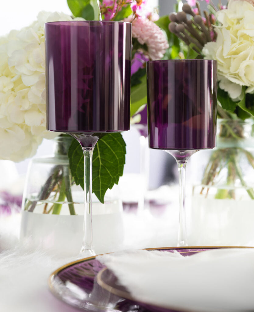 Two Tone Wine Glass 14oz Purple/Clear - 5 Count