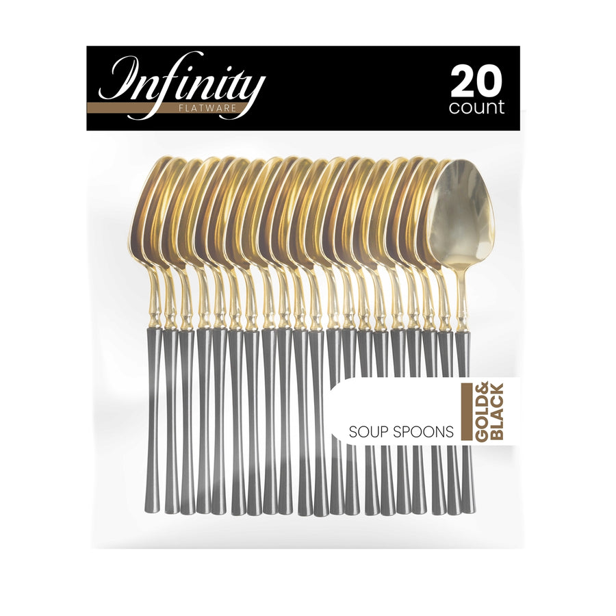 Infinity Flatware Gold and Black Soup Spoons - The Closeout Connection