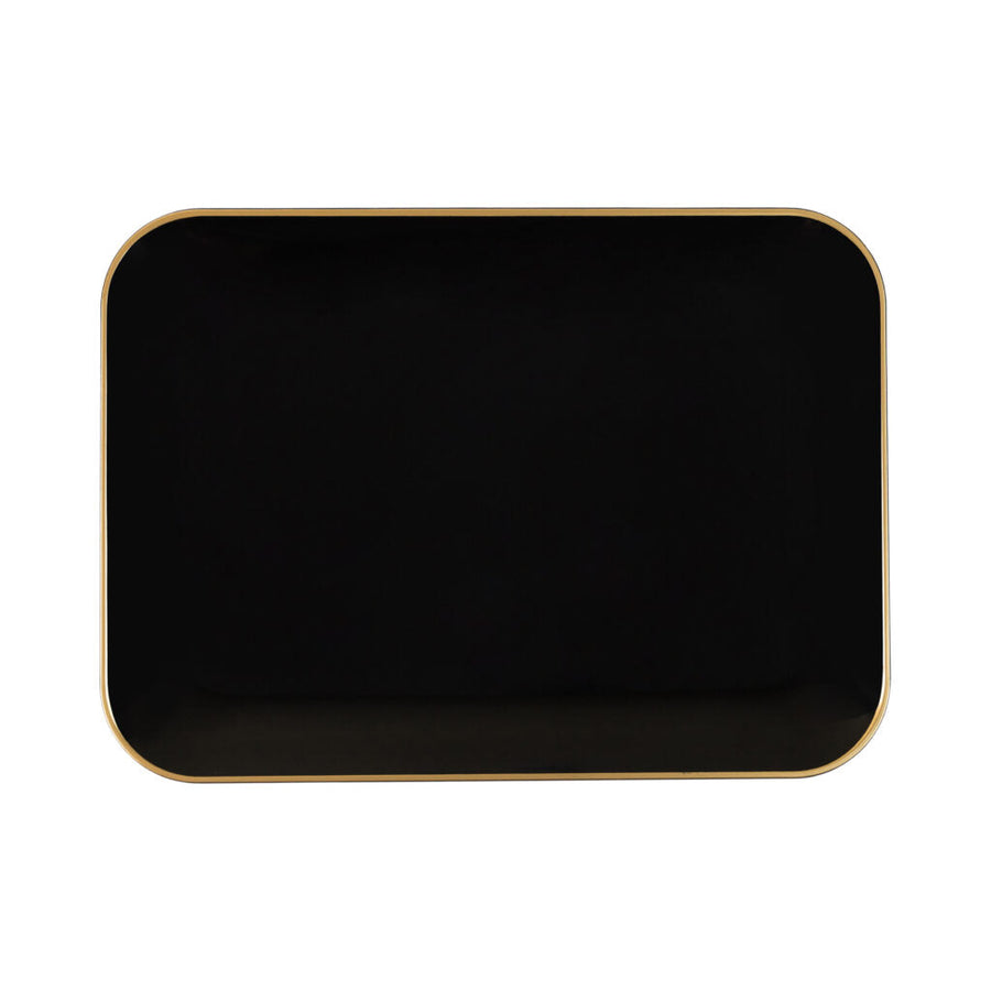 Organic Rectangle Tray 8″ x 11″ Black/Gold Rim - The Closeout Connection
