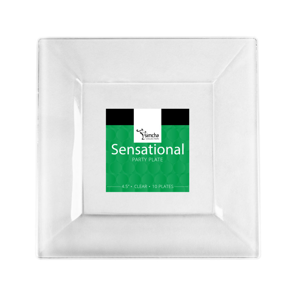 Square White/Clear Heavy Duty Plastic Plates - 10ct