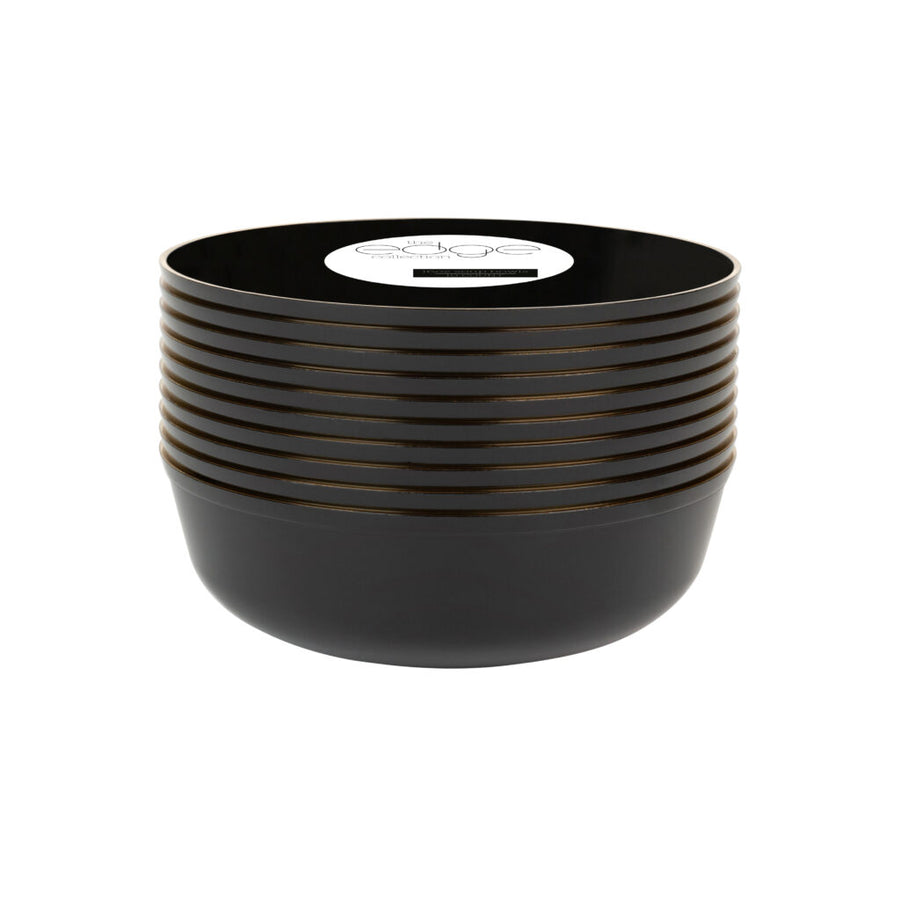 Edge Collection Soup Bowls Black/Gold Rim 16 oz - 10 Count