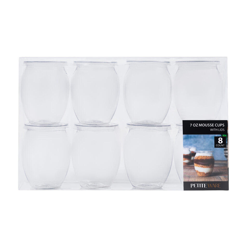 Oval Mousse Cups with Lids 7 oz - 8 Count