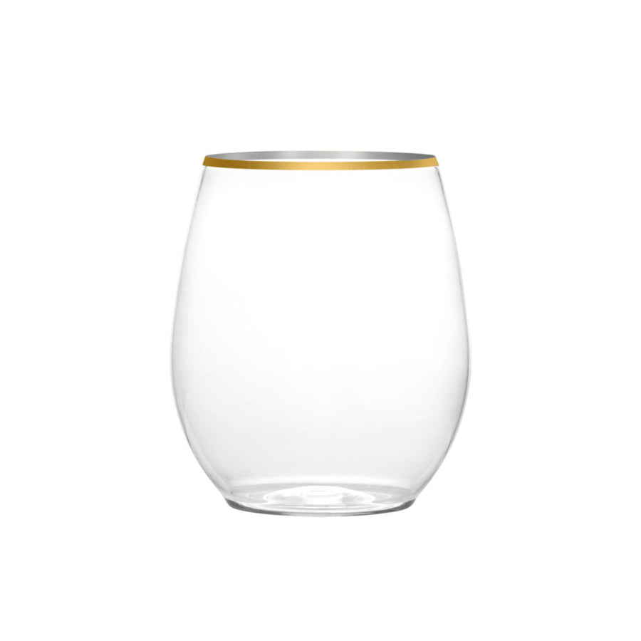 Clear/Gold Rim Stemless Goblets 12 oz - 6 Count