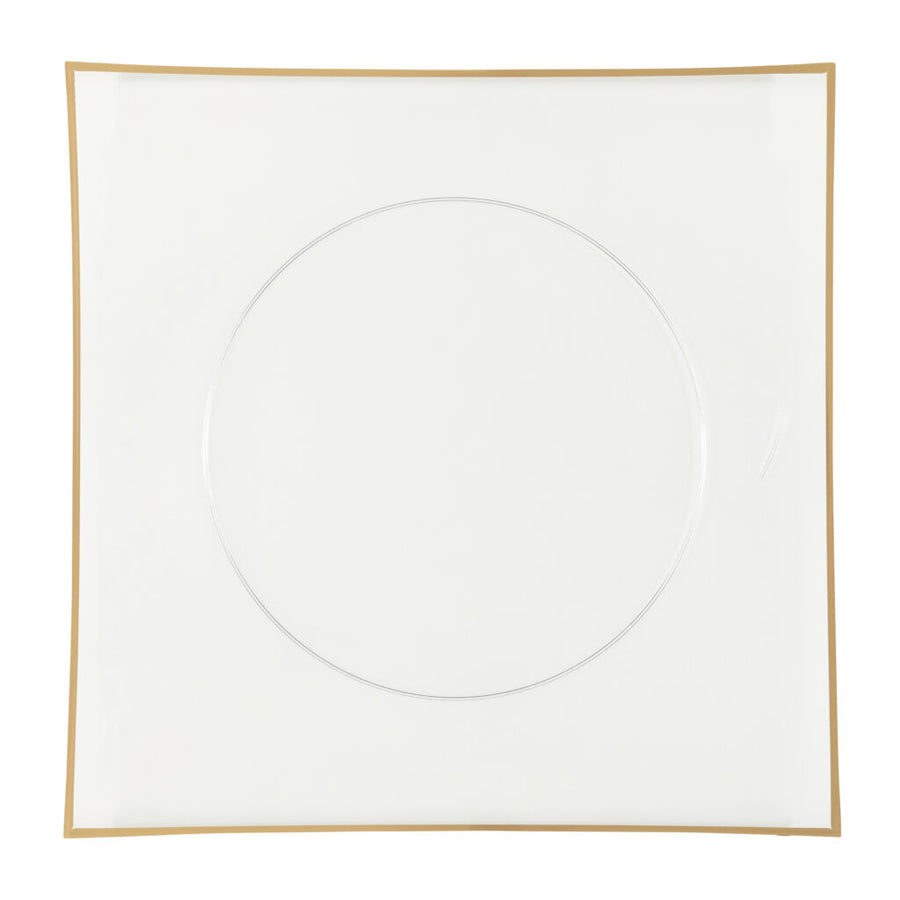 Square Flat Clear Gold Rim Chargers 13" - 4 Count