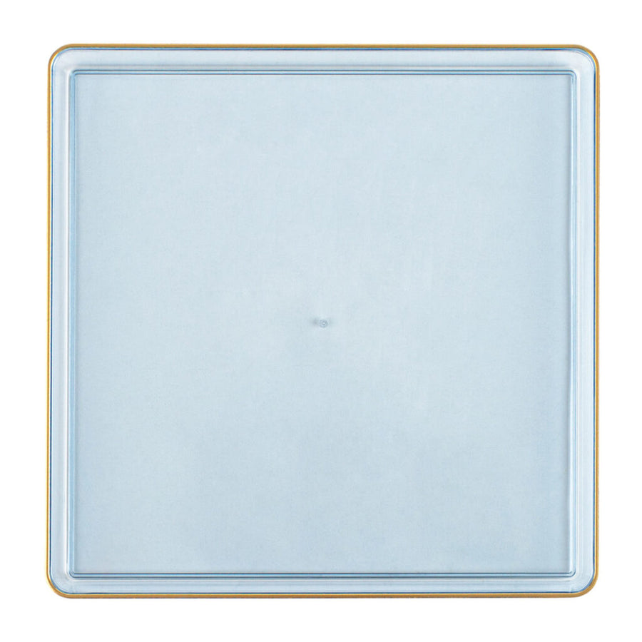 Square Edge 13" Chargers Blue Transparent/Gold Rim - 4 Count