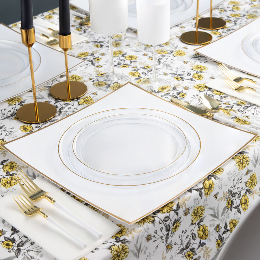 Edge Collection Clear/Gold Rim Combo Plates - 20 Count