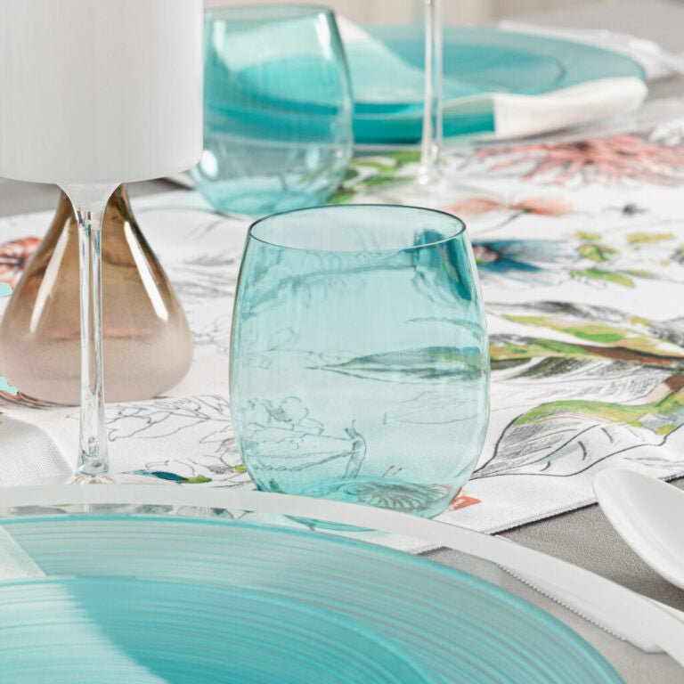 Aqua Stemless Goblets 12oz- 6 Count - The Closeout Connection