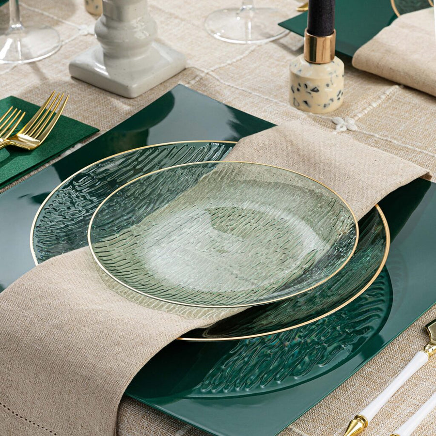 Icicles Gold Rim Combo Plates 7" & 10" - 24 Count - Green