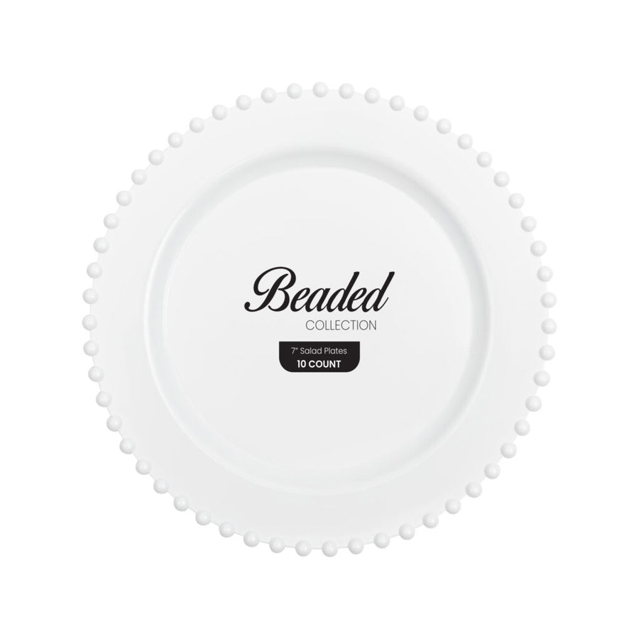 Beaded Collection White 7" Plates - 10 Count