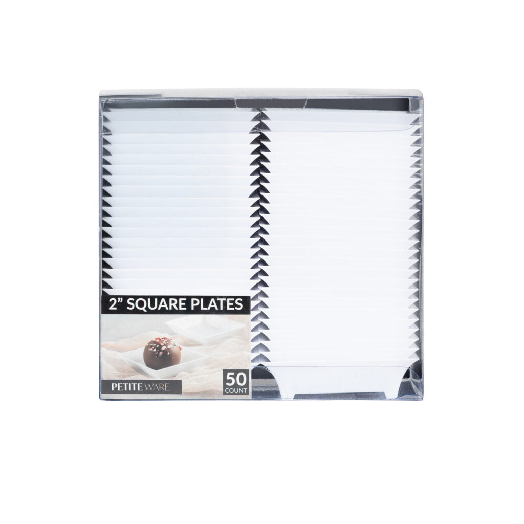 Petiteware White Square Plates 2" - 50 Count