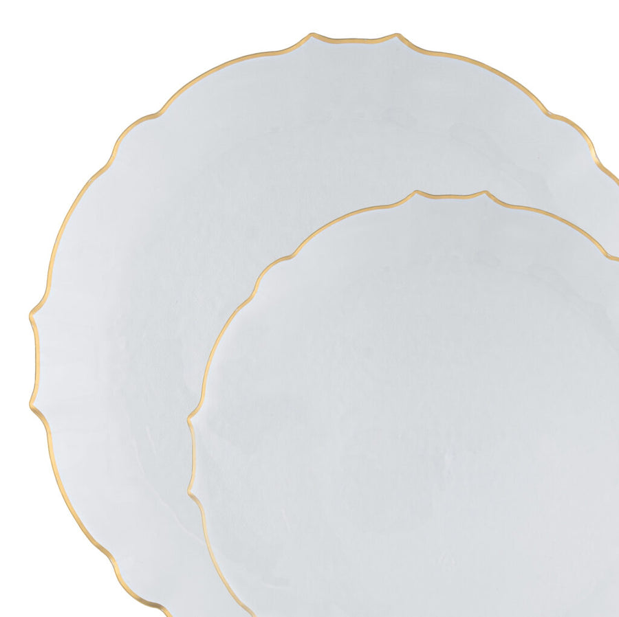 Aristocratic Clear & Gold Rim Plates Combo Set - The Closeout Connection