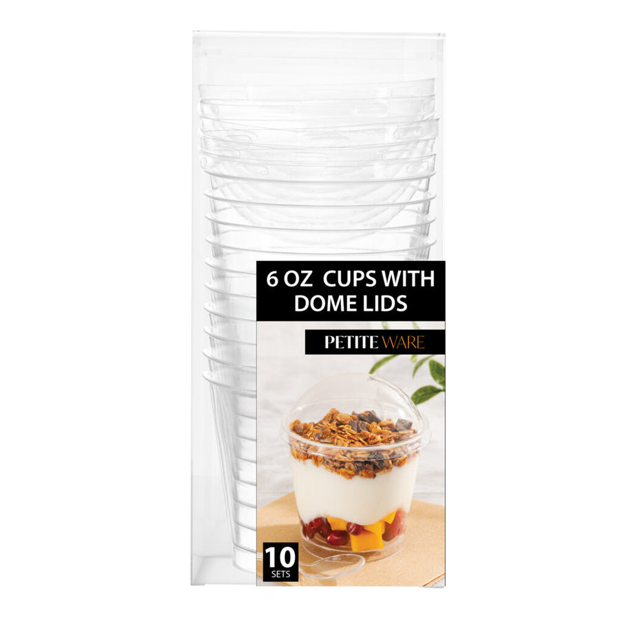 Cups with Dome Lids Clear 6 oz - 10 Count