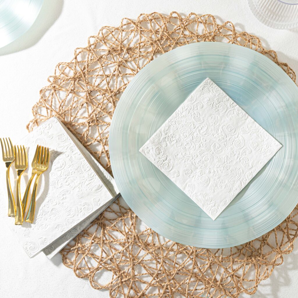 White Embossed Cocktail Napkins - 40 Count