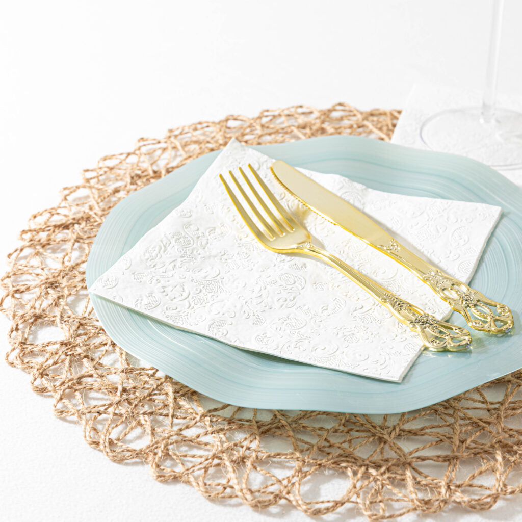 White Embossed Lunch Napkins - 40 Count