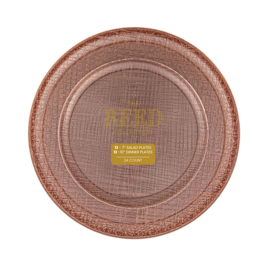 Reed Collection rose textured plates, 7 and 10 inch combo pack