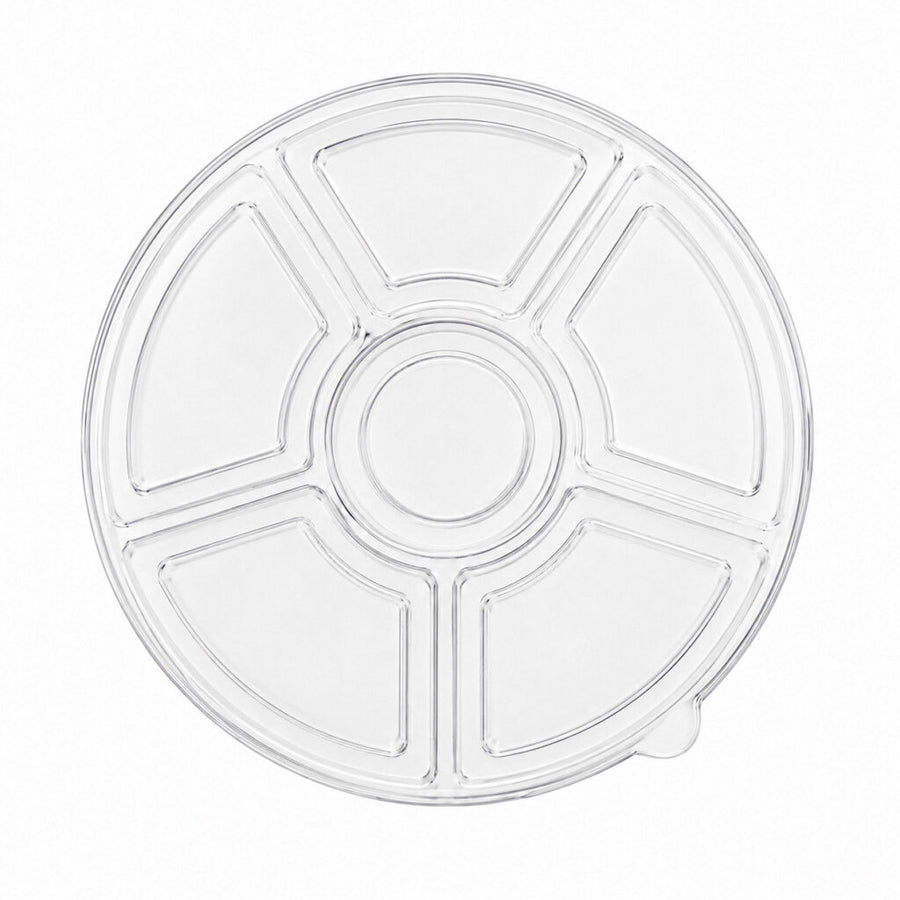 Clear lid for 6 section round serving tray, top view