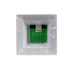 Square White/Clear Heavy Duty Plastic Plates - 10ct - The Closeout Connection