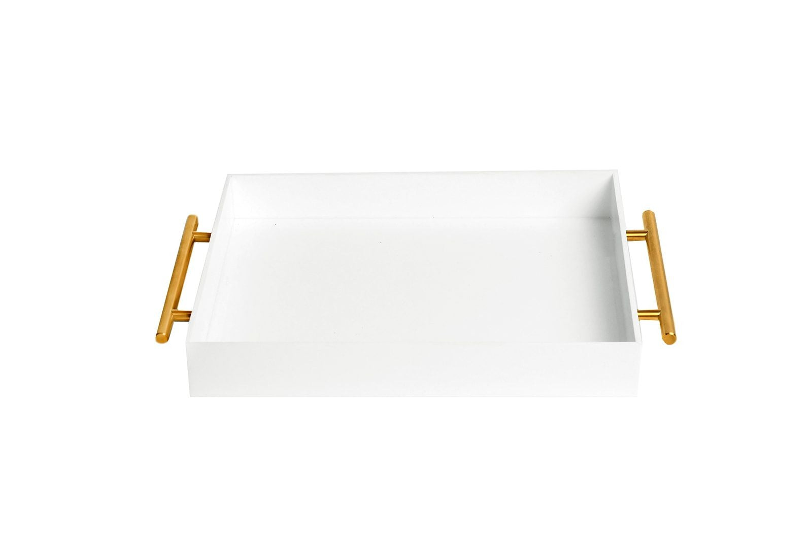 White Lucite Tray with Gold Handles