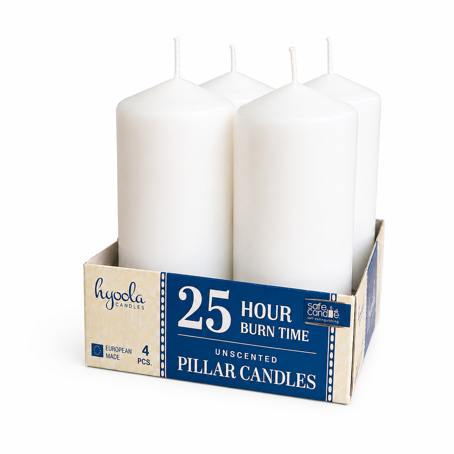 White Pillar Candles 2 x 4 inch, 4 Pack
