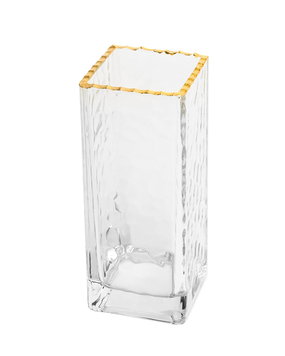 Monte Carlo Gold Rimmed Euro Hammered Vase lifestyle - The Closeout Connection