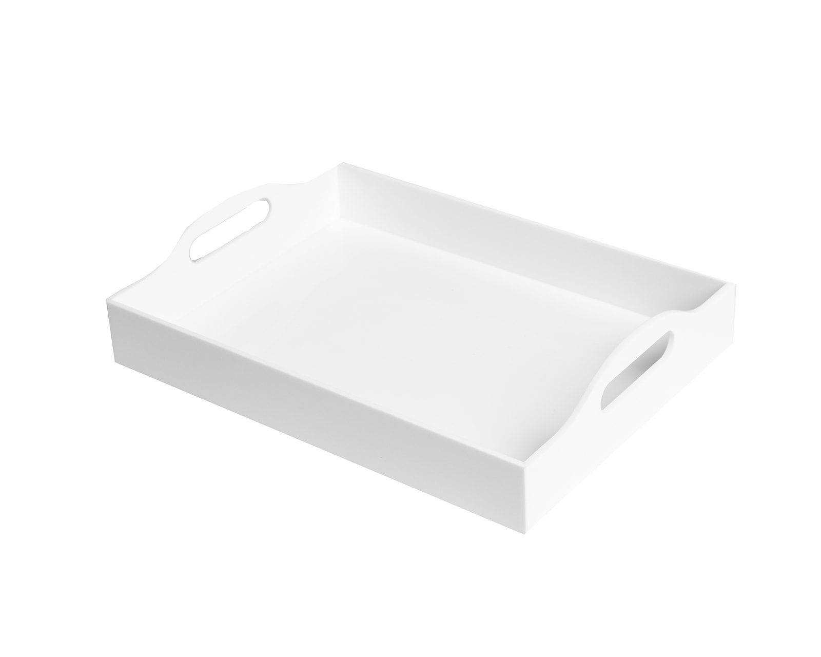 White Lucite Tray with Handles