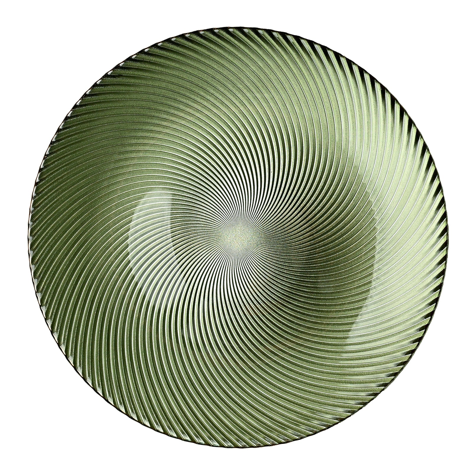 Olive Green Ribbed Glass Dish Collection - The Closeout Connection