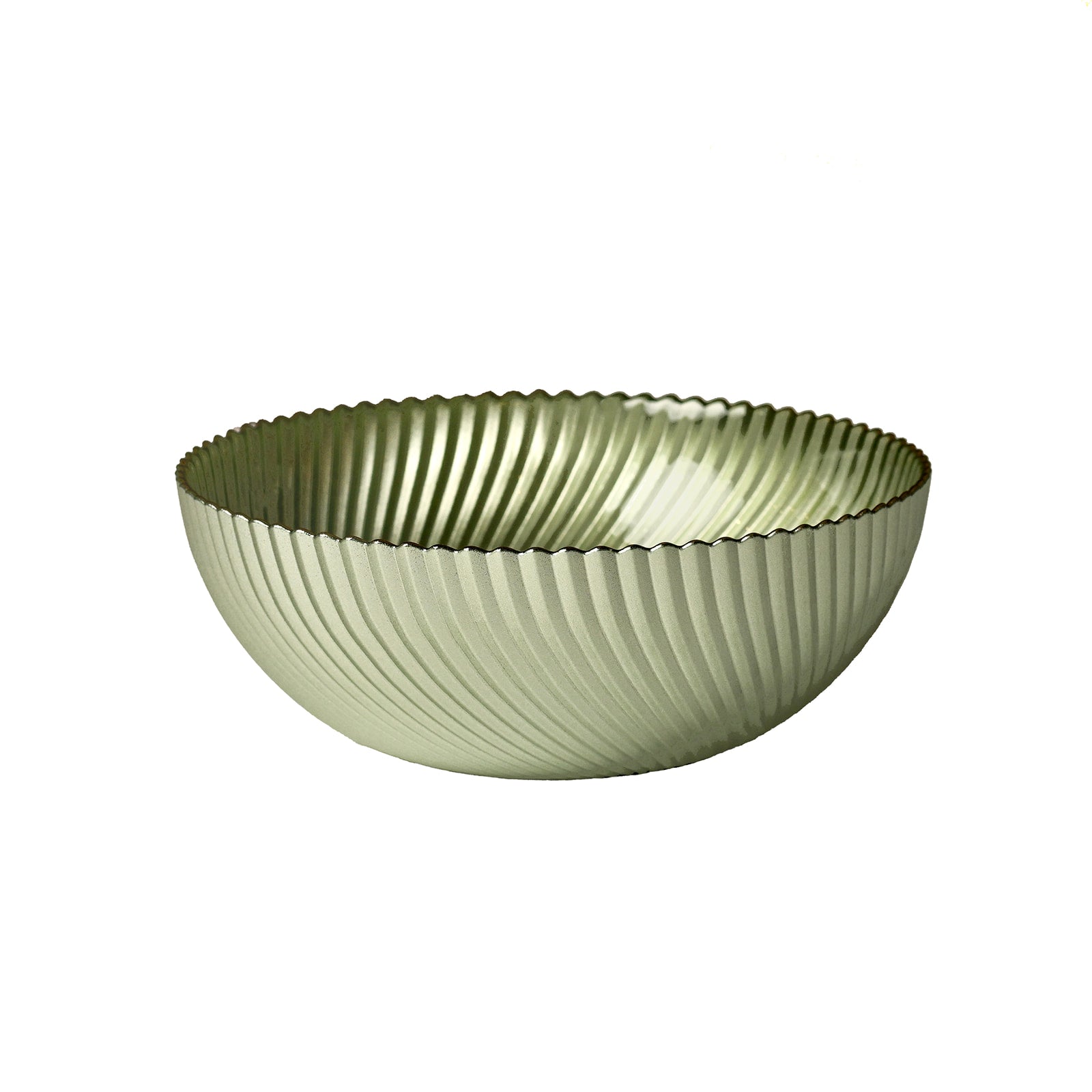 Olive Green Ribbed Glass Dish Collection - The Closeout Connection